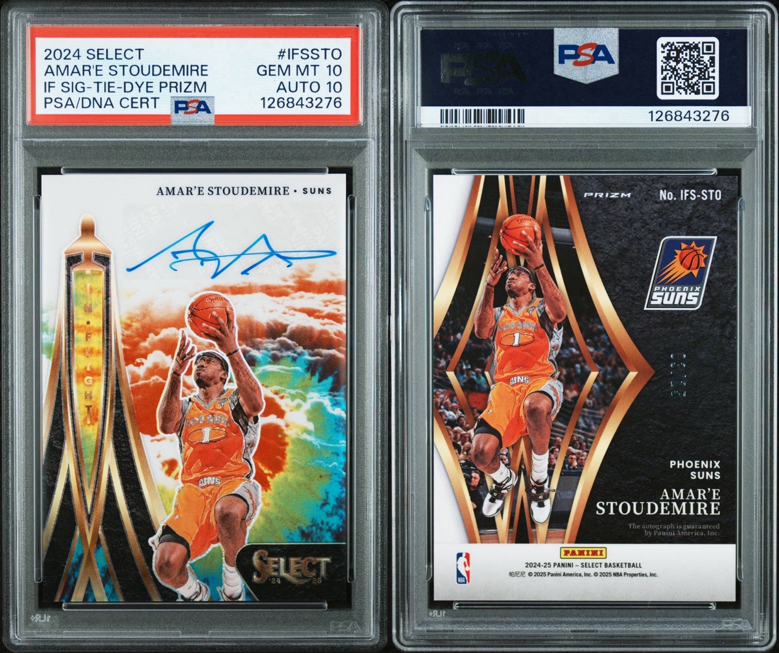 PSA 10 AUTO 10 2024-25 Panini Select In Flight Amare Stoudemire #IFS-STO /25 view 2