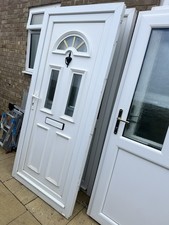 UPVC Door and Frame Used White panel open in front panel rear garage porch