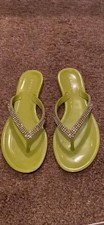 green SILVER SLIP ON FLIP FLOP GIRL Sandal SIZE 6