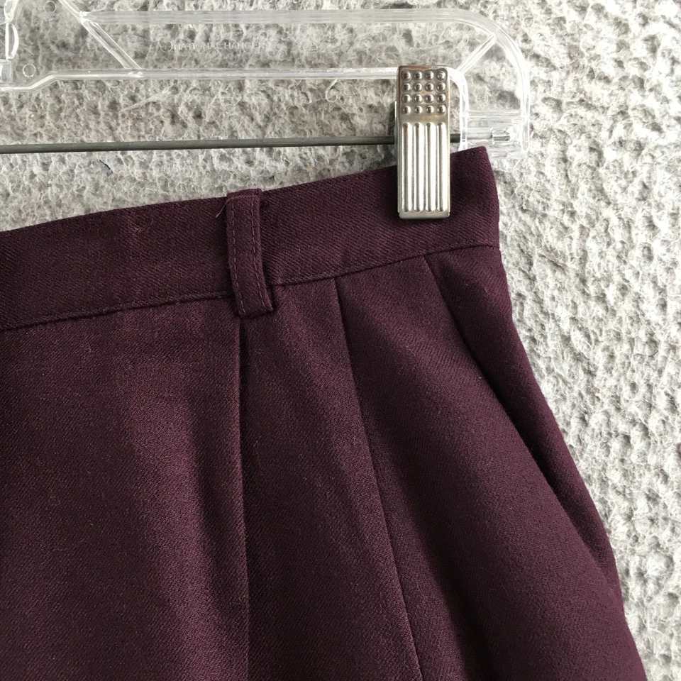 Pantalones Cortos Chinos Talbots Para Mujer 6 Borgoña Lana Worsted Tiro Alto Plisados Cremallera Frontal Foto 4 de 4