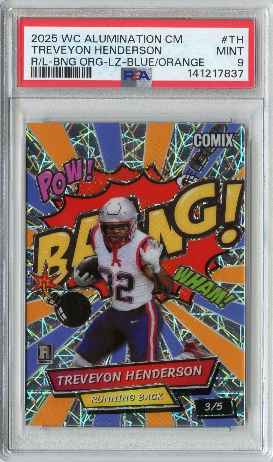 TreVeyon Henderson Wild Card Alumination Comix Rookie and Legend #TH Bang Original-Lazers Foil-Blue/Orange