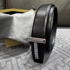 Brand New Men  s Tom Ford T Buckle Belt Black 115 CM Silver Buckle Adjustable