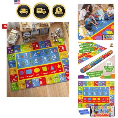 5x7 ABC Alphabet, Numbers & Shapes Rug   Educational Non-Slip Play Mat Carpet...