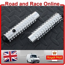 Pair 8mm Replacement Race Foot Pegs For Rearsets inc End Caps Silver M8