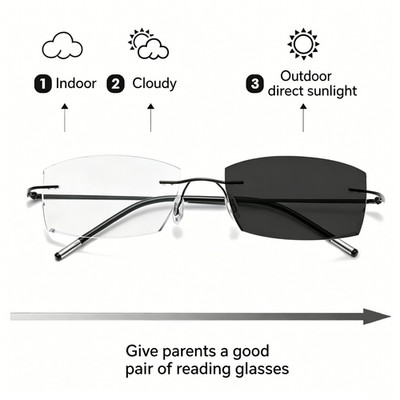 Photochromic Progressive Multifocal Anti Blue Reading Glasses Gift for Parents