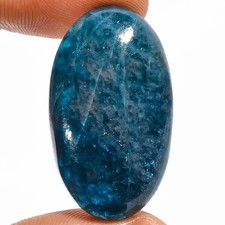 Natural Neon Blue Apatite Oval Shape Cabochon Gemstone 47.5 Ct 32X19X7mm X-12344