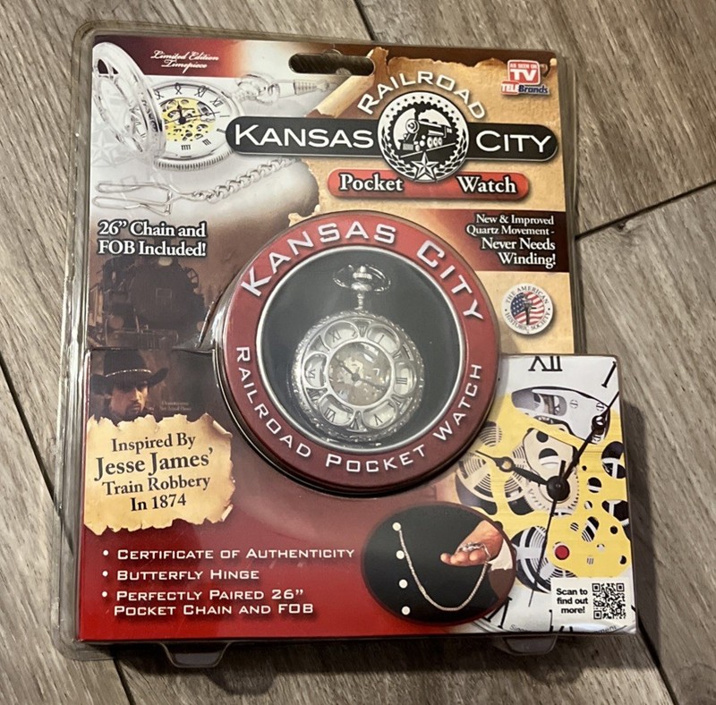 2013 Kansas City Railroad Pocket Watch Inspired by Jesse James ** New and Sealed