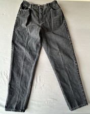 LL Bean Original Fit Relaxed Jeans Womens Size 16 MT Black Denim Old School