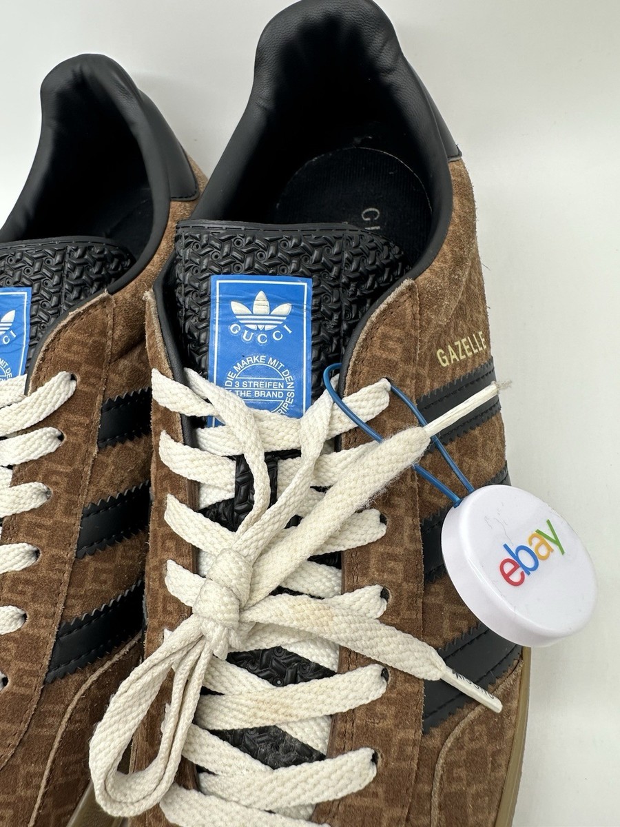 Adidas x Gucci Gazelle Square GG Monogram Brown Suede Sneaker Mens