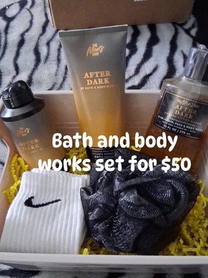 Bath & Body Works Men's After Dark Toiletries Set w/ Wash, Spray, Cream, Socks