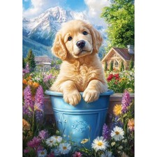 MEIYUDA Dog Diamond Painting Kits for Adults, DIY Flowers Cute 30X40cm, dog-a