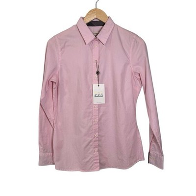 Barbour Women s Oxford Button Down Shirt Size 6 Pile Pink Brand New