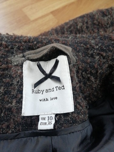 Size 10 Ruby And Ted Brown Wool Mix Mid Length Overcoat - Picture 10 of 11