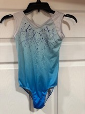 Gymnastics Dance Leotard Youth size 10A Blue Sparkle