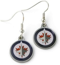 WINNIPEG JETS - TEAM LOGO - DANGLE EARRINGS BRAND NEW - NHL-ER-015-33