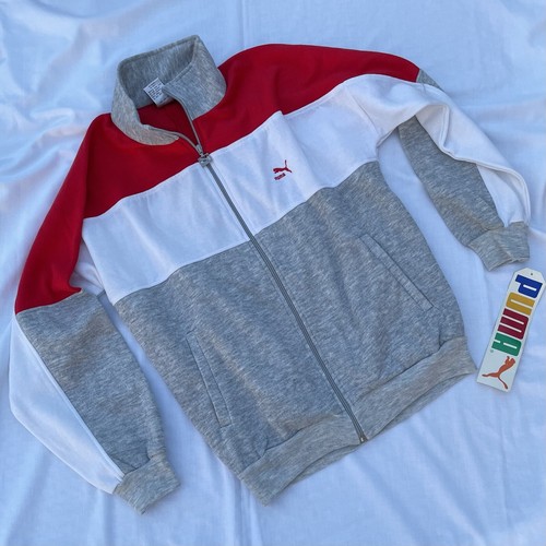 Sudadera con Cremallera Puma Vintage Deadstock Nueva con Etiquetas - Gris/Rojo/Blanco (Talla Mediana) - Imagen 2 de 11