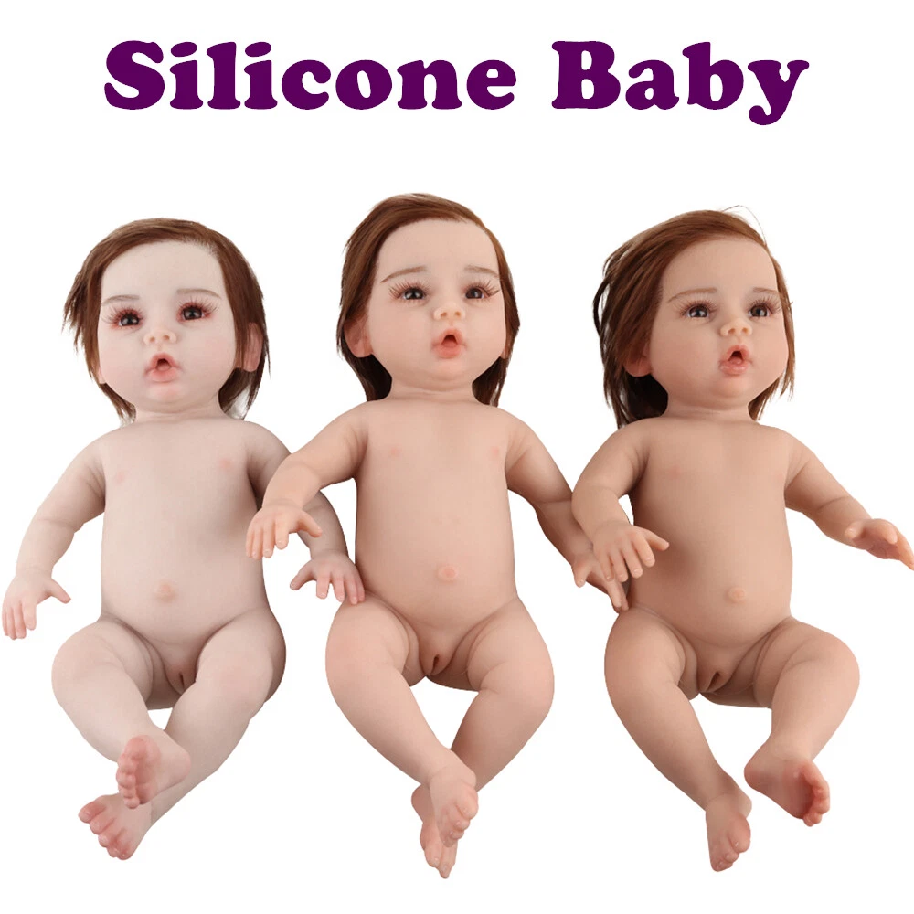 18.5in Full Body Silicone Baby Girl Rebirth Doll With Bone Newborn Baby Toy  Gift