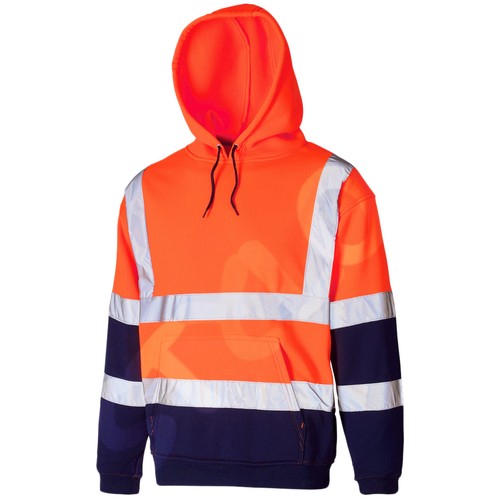 HI VIS VIZ HOODED SWEATSHIRT HIGH VISIBILITY REFLECTIVE WORKWEAR FLEECE JACKET - Picture 7 of 15
