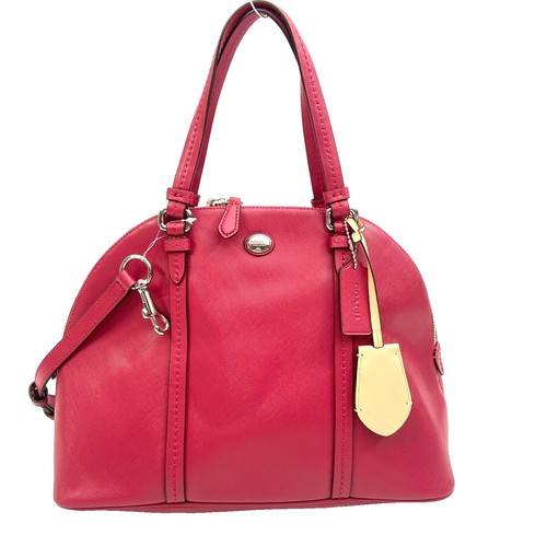 Coach CORA DOMED SATCHEL IN CROSSGRAIN LEATHER F25671 Red | eBay