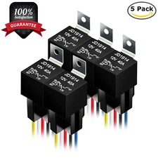 5 Pack 12V 30/40 Amp 5-Pin SPDT Automotive Relay w/ Wires & Harness Socket Set