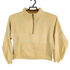 Womens Yellow So Lounge Life Sweatshirt 1/2 Zip Long Sleeve Mock Neck Size S