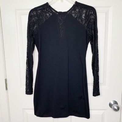 Guess Lace Sleeve Corset Back Bodycon Mini Dress in Black Size L | eBay