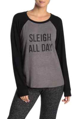 Free Press Raglan Hacci Long Sleeve Sweater GREY Sz XS