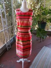 VINTAGE 1960'S R K ORIGINALS STRIPED WIGGLE SHIFT DRESS 10 SLEEVELESS COCKTAIL