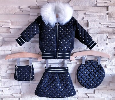 CHICAPRIE ENSEMBLE 4P BÉBÉ FILLE NOIR ORNEMENT FANTAISIE MÉTAL