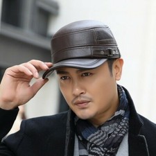 Hommes Cuir Chapeau Trappeur Casquette Baseball plein Chasse Militaire Ear Rabat