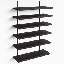 Floating Shelves Rustic Wood Wall Shelves Set of 6 Shelves for Wall Decor black