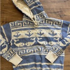 Polo Ralph Lauren 248 Women's Small Whale Fleece Hoodie Whale Print Blue Cream