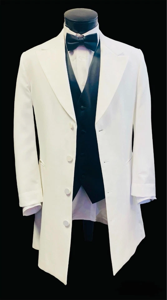 Chaqueta Esmoquin Blanca Avalon Zoot - Fácil Cuidado, Hecha en EE. UU., Crucero, Corbata Negra Foto 2 de 4