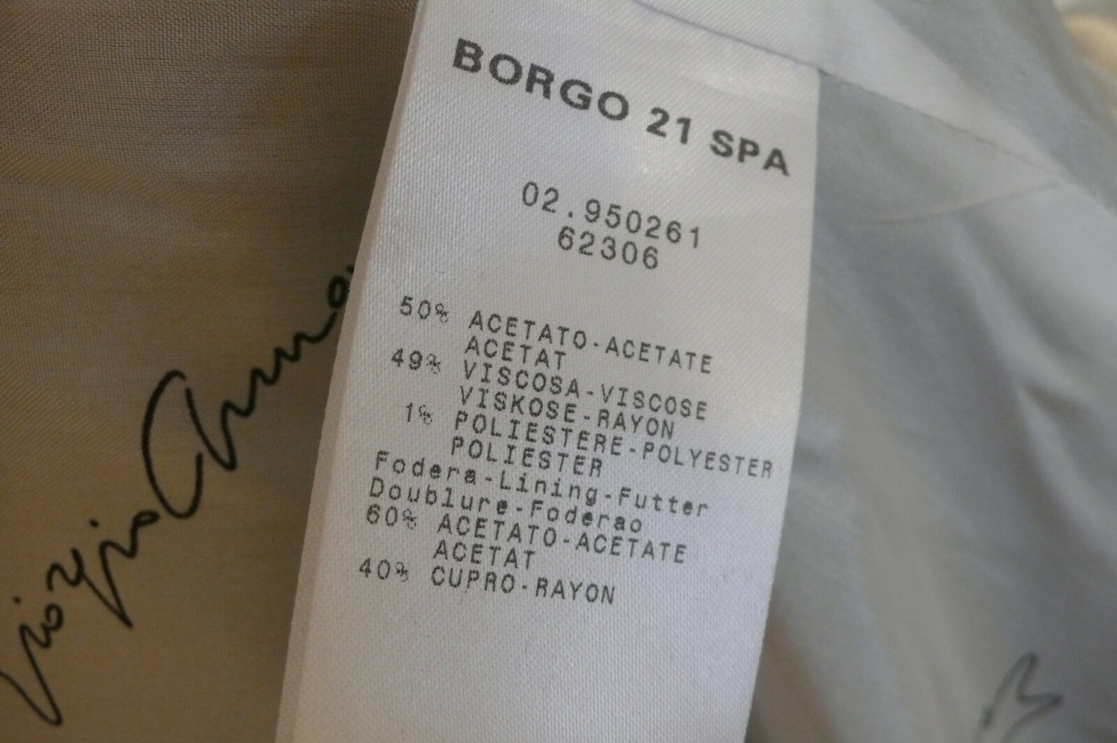 EMPORIO ARMANI 60%ACETATO 40%VISCOSA｜レディース 