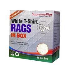 Recycled White Knit T-Shirt Rags 25 lbs. Compressed Box Multipurpose Cleaning