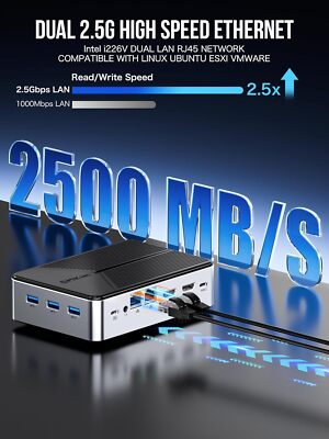 GMKtec Mini PC NAS, G9 Intel N150 Dual Boot Win Linux Desktop