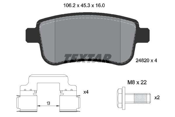 Textar 2482001 Bremsbelagsatz, Scheibenbremse FüR , Renault, Samsung, Volvo-image
