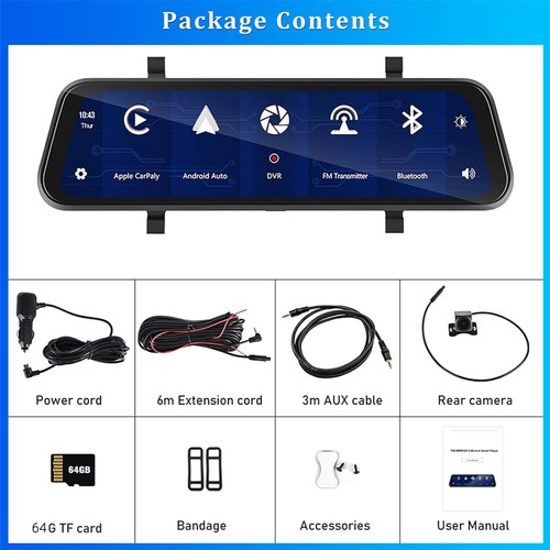 ✅ Mirror Dash Cam mit CarPlay Android Auto 9,66" IPS Touchscreen Mirror Dash ✅ - Bild 9 von 9