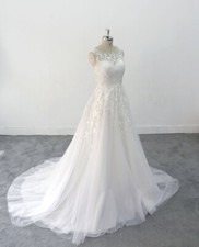 Bohomian A-line Tulle Lace Wedding Dress Romantic Zipper Back