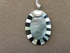 Mother of Pearl Sterling Silver 925 marked ID LS pendant size 2 1/2" x 2"