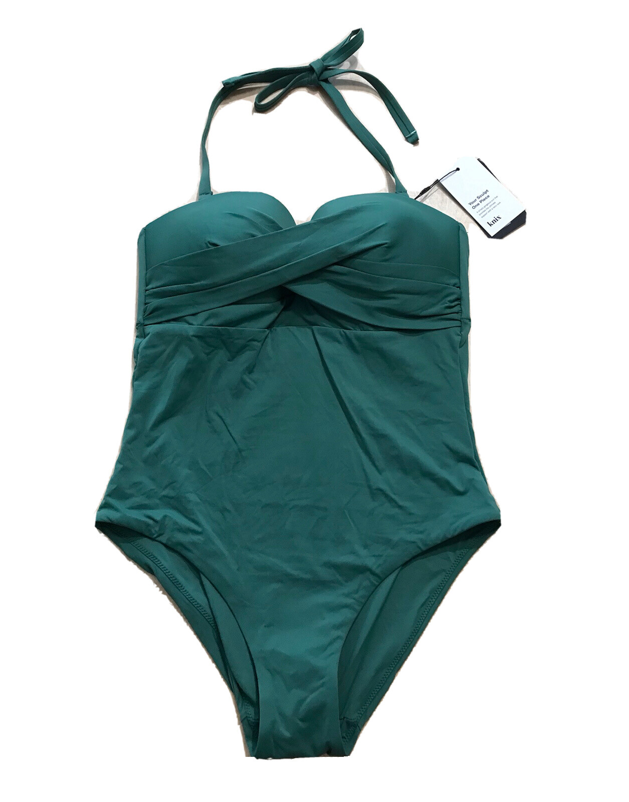 knix sculpt Halter one piece Swimsuit Size M Green NWT