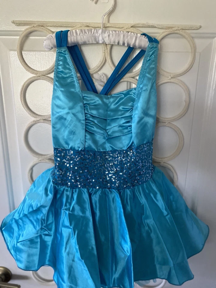 Vestido de skate Artstone lantejoulas azul fantasia de dança jazz tap collant tutu menina LC - Imagem 4 de 4