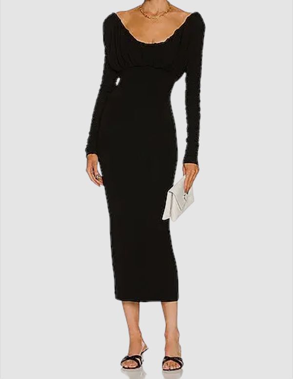 ruched front strappy bodycon dress $850 Tove Women's Black Riley Size FR38/US6 Silk Satin Colors:Black 514 sexy touch Removable Cape Prom Dresses Lacing wedding dress «Maeve»