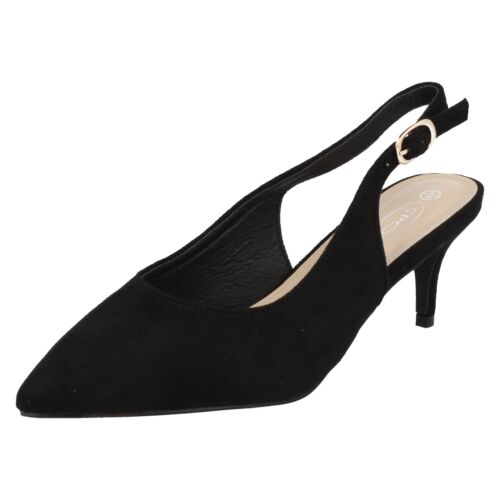 Mujer Spot On Tira Trasera Serpiente Imitación Piel o Negro Microfibra Zapatos: - Imagen 20 de 21