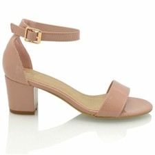 Womens Low Mid Heel Block Peep Toe Ladies Ankle Strap Party Strappy Sandals UK 3