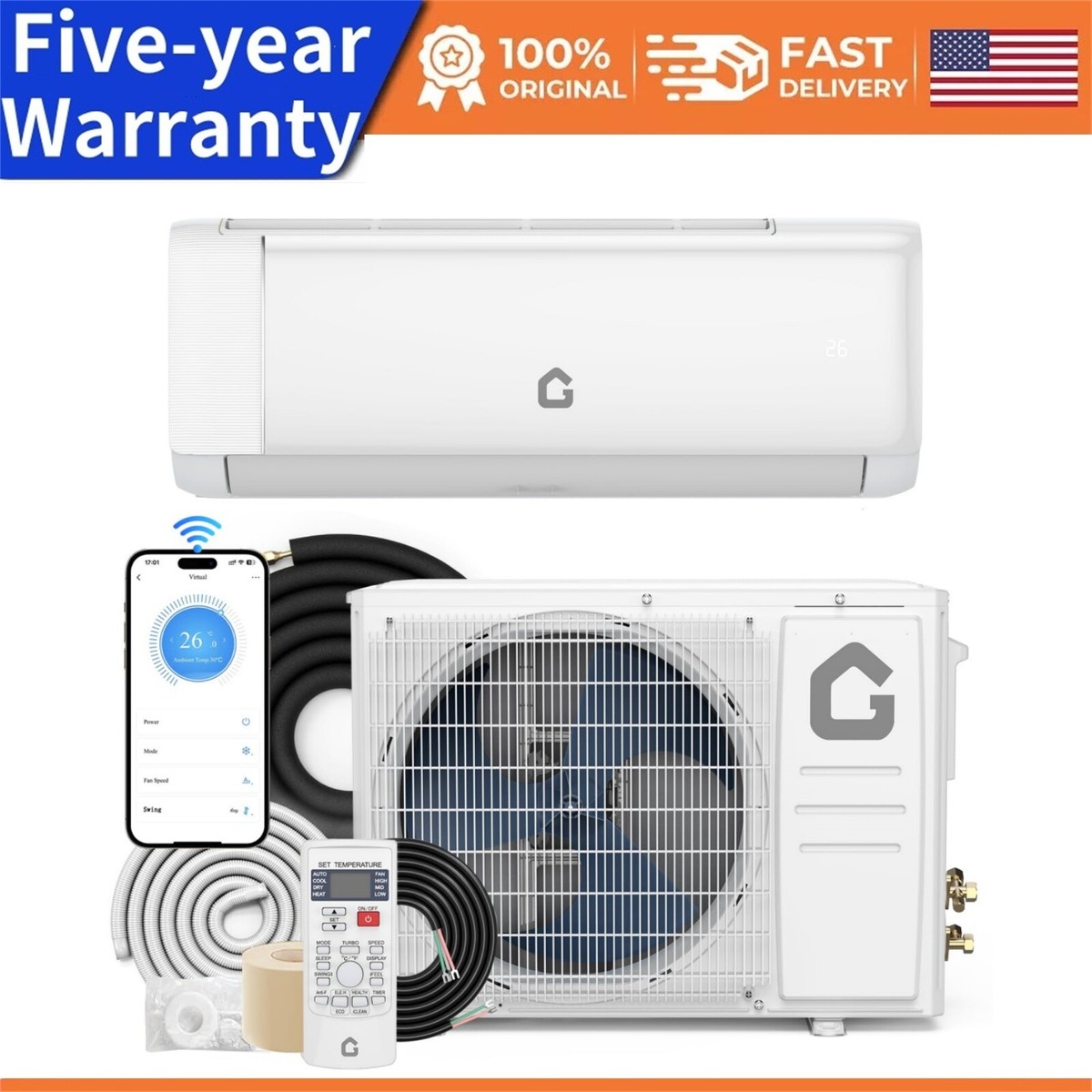 18000 Btu Mini Split Air Conditioners - HVAC, Free Shipping