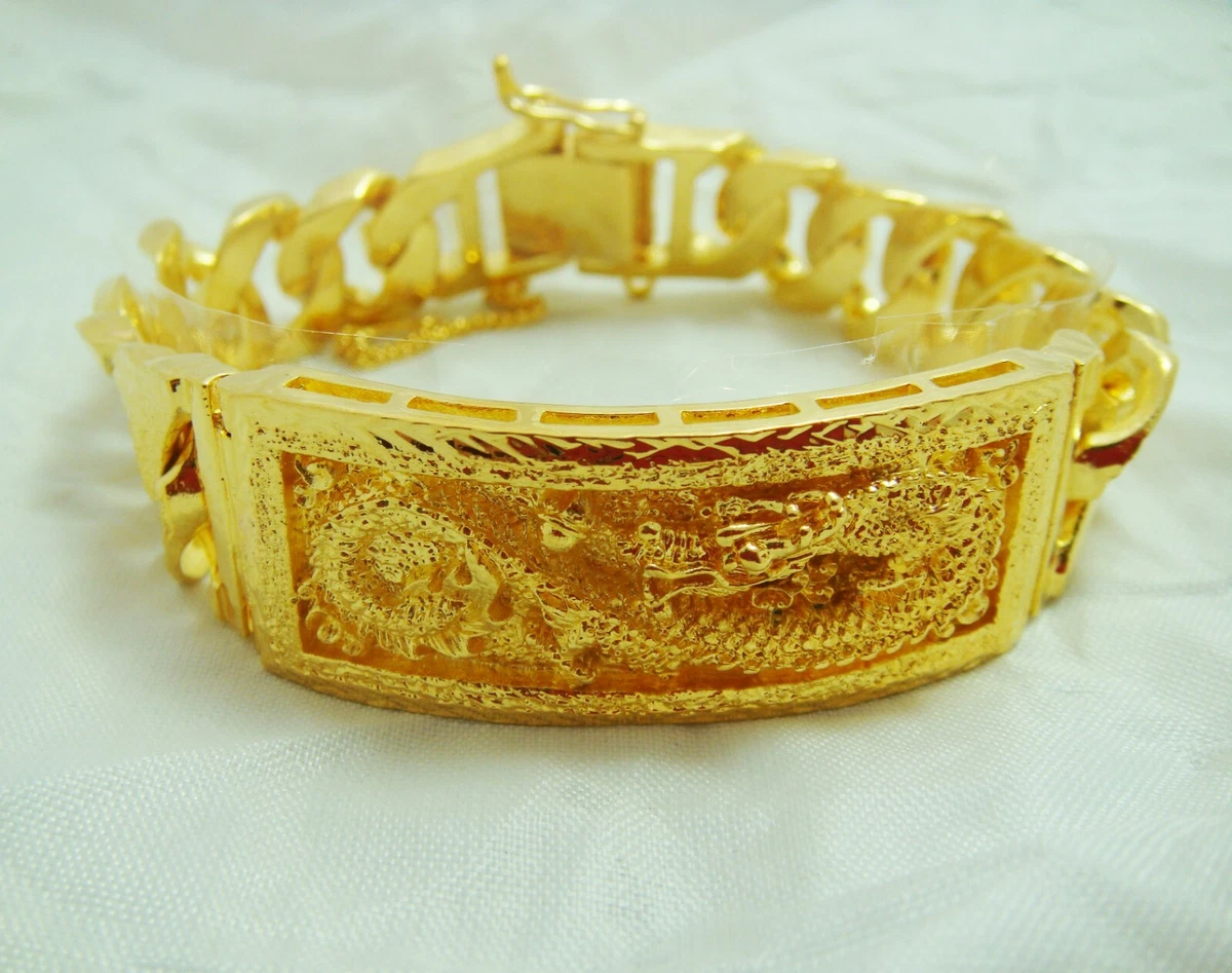 24 karat solid 2024 gold mens bracelet
