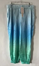 Badgley Mischka Women’s Ombre 100% Silk Jogger Lounge Pajama Pants Size Large