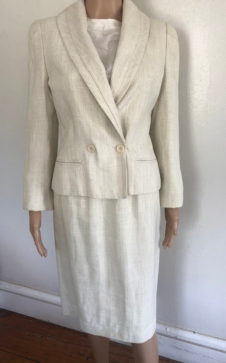 vtg Peabody House Skirt Suit Sz 9/10 Linen Look 2 Piece