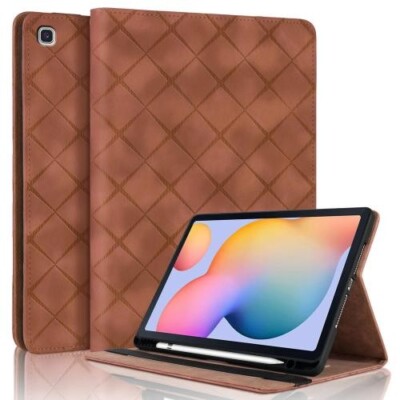 For Samsung Galaxy Tab S6 Lite 2024 Rhombus Embossed Leather Smart Tablet Case